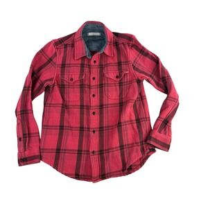 Outerknown Blanket Shirt Mens Medium Red Heavyweight Organic Cotton Flannel